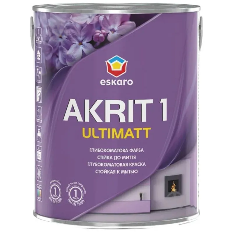 Фарба глибокоматова для стелі та стін Aura Akrit 1 Ultimatt, 0,85 л купити недорого в Україні, фото 1
