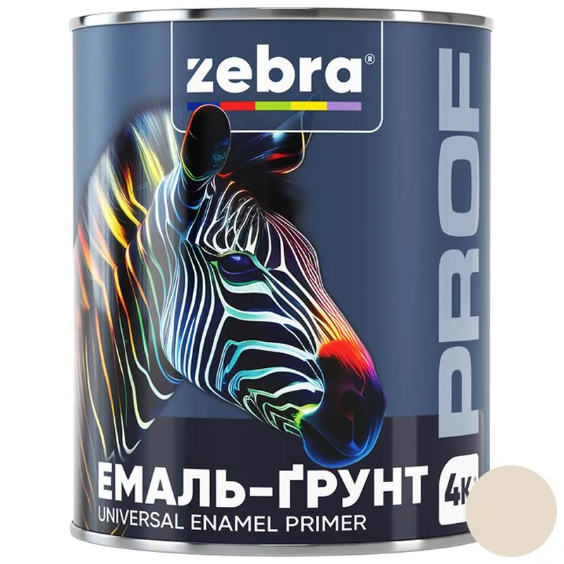 Эмаль-грунт Zebra PROF 1114 014P, 0,8 кг, бежевый купить недорого в Украине, фото 1