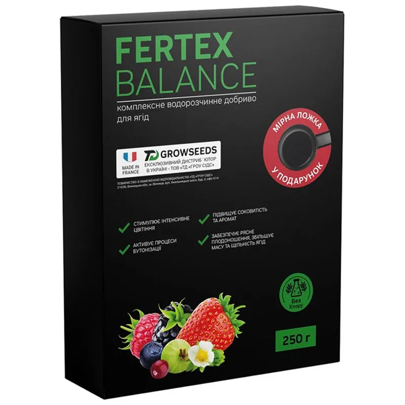 добрение Growseeds Fertex Balance Комплексное для ягод, 250 г купить недорого в Украине, фото 1