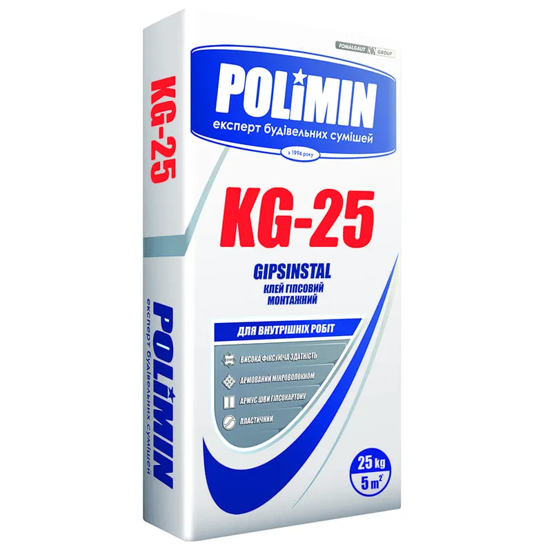 Клей для гіпсокартону Polimin KG-25, 25 кг купити недорого в Україні, фото 1