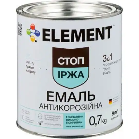Грунт-эмаль Element, 3в1, 0,7 кг, глянцевый зеленый купить недорого в Украине, фото 1