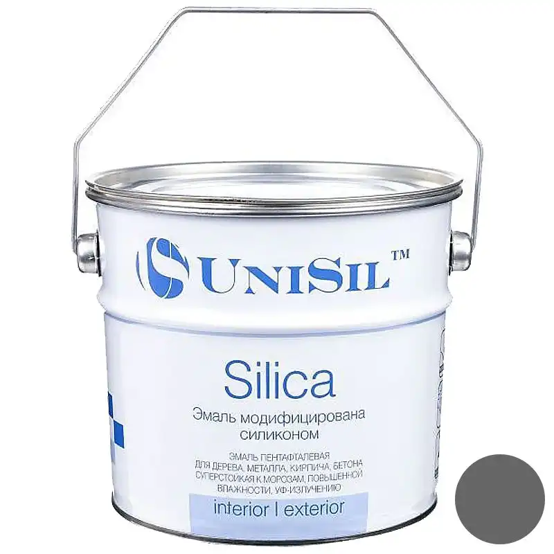 Емаль пентафталева UniSil Silica, 2,8 кг, глянцевий темно-сірий купити недорого в Україні, фото 1