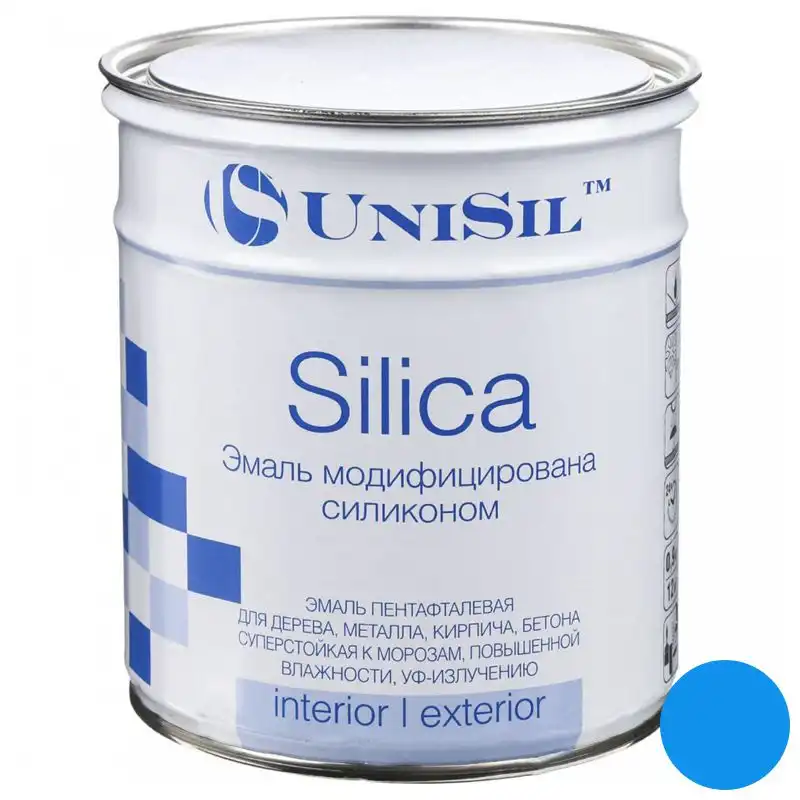 Эмаль пентафталевая UniSil Silica, 0,9 кг, глянцевый голубой купить недорого в Украине, фото 1