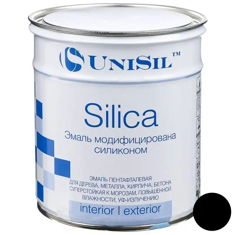 Емаль пентафталева UniSil Silica, 0,9 кг, матовий чорний купити недорого в Україні, фото 1