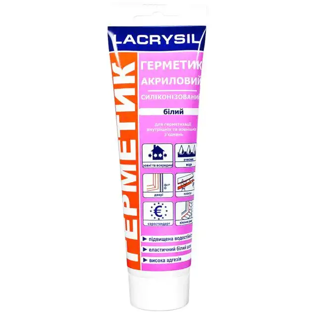 Герметик акриловый силиконизированный Lacrysil, 200 г, белый купить недорого в Украине, фото 1
