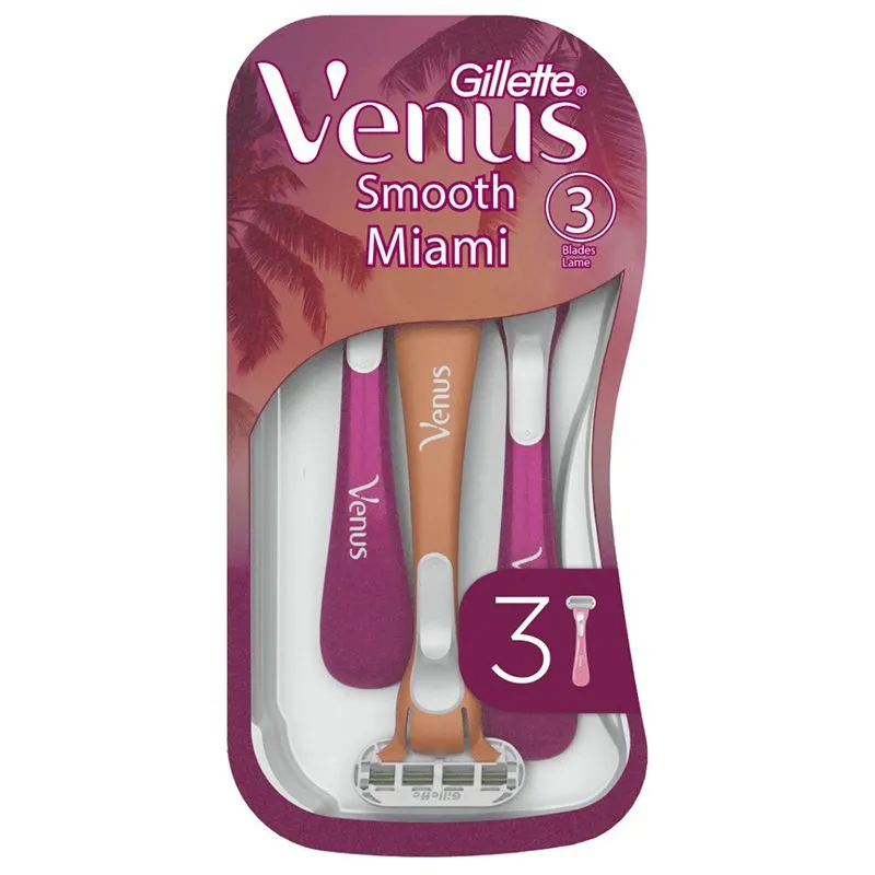 Одноразовые бритвы Gillette Venus Smooth Miami Vibes, 3 шт, 8700216756884 купить недорого в Украине, фото 1