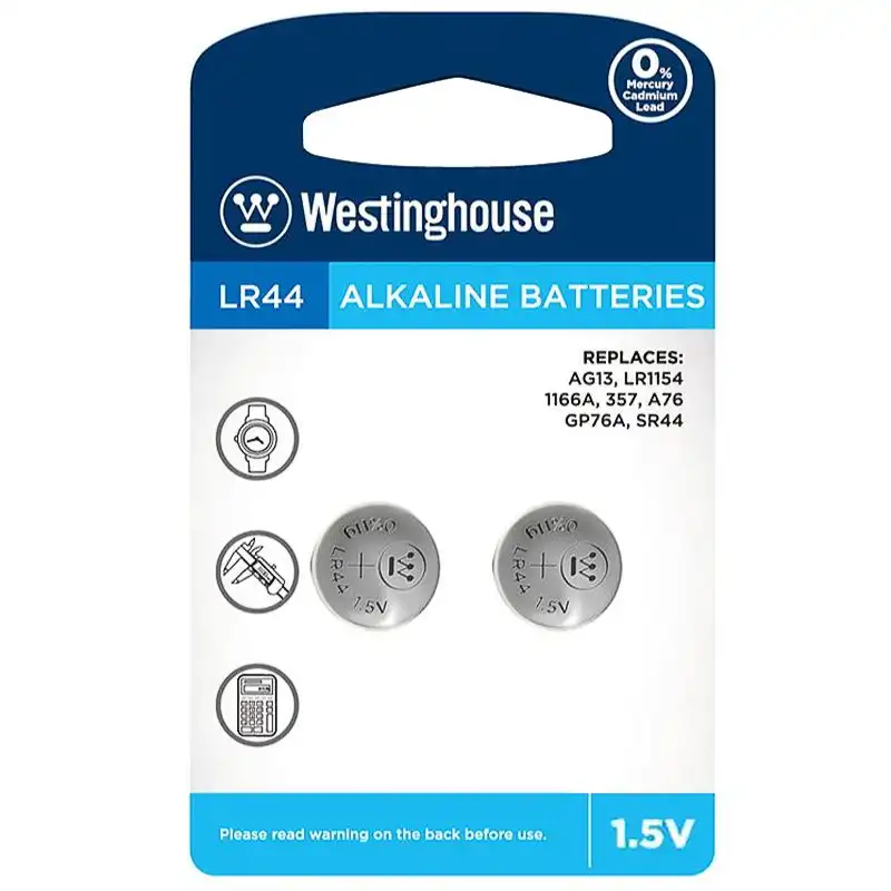 Батарейка Westinghouse Alkaline LR44 2 шт., LR44-BP2(AG13-BP2) купити недорого в Україні, фото 1