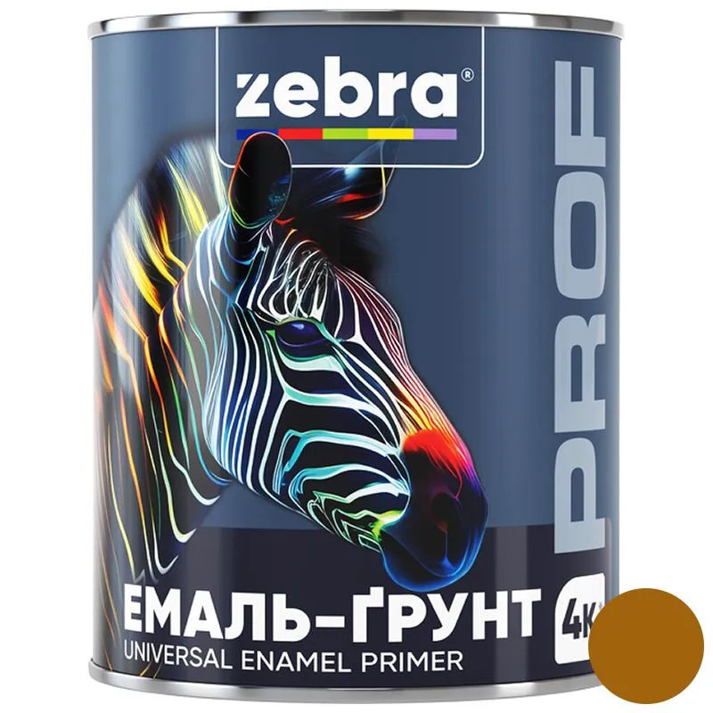 Емаль-ґрунт Zebra PROF 1185 085P, 0,8 кг, жовто-коричневий купити недорого в Україні, фото 1