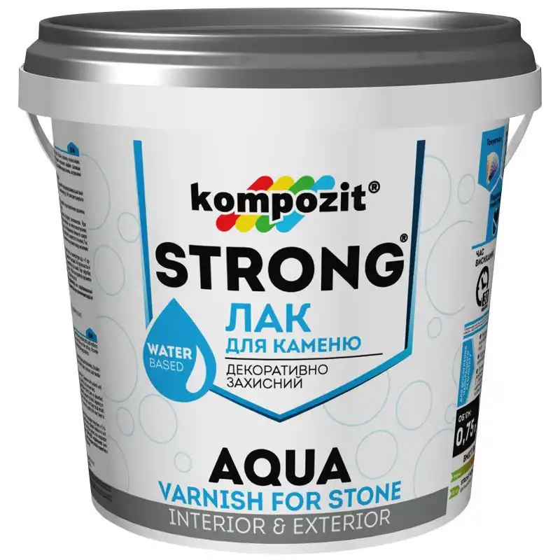 Лак для каменю Kompozit Strong Aqua, 0,75 л купити недорого в Україні, фото 1