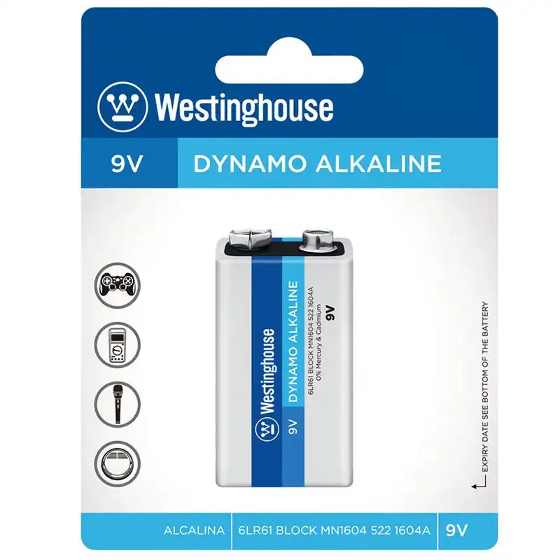 Батарейка крона Westinghouse Dynamo Alkaline 9V/6LR61, 6LR61-BP1 купити недорого в Україні, фото 1