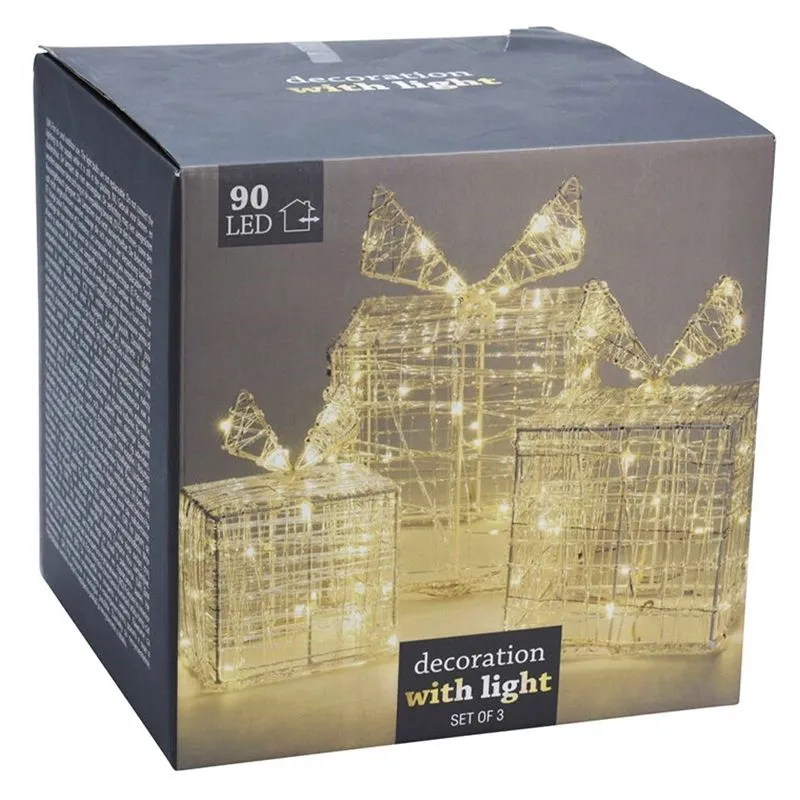 Набор коробов Koopman Рождественский, 15-18 см, золотой, 3 шт, AAX8106570 купить недорого в Украине, фото 1