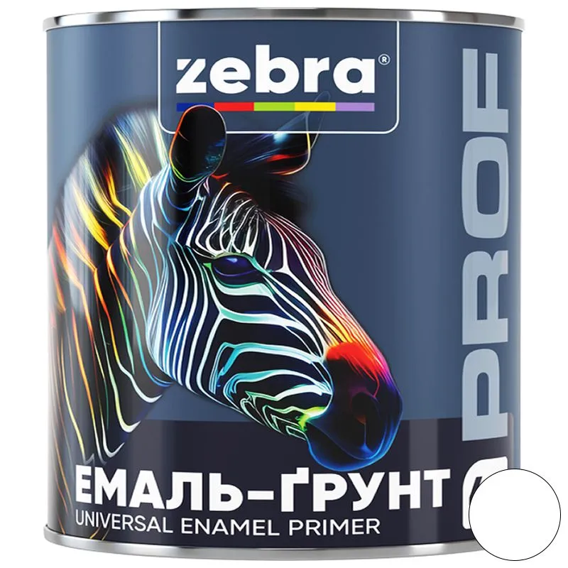 Эмаль-грунт Zebra PROF 1111 011P, 2,5 кг, белый матовый купить недорого в Украине, фото 1