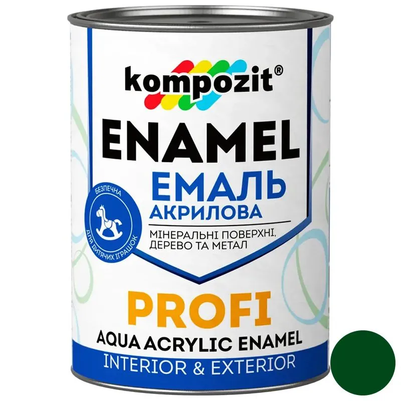 Емаль акрилова Kompozit Profi, 0,7 л, зелений купити недорого в Україні, фото 1
