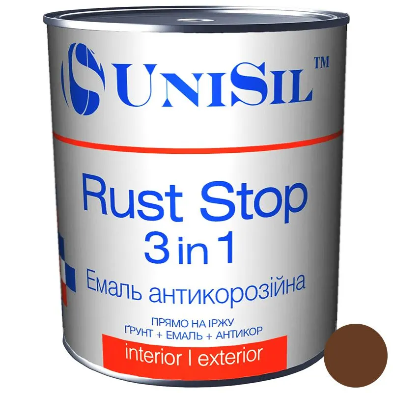 Емаль Unisil Rust Stop 3в1, 2,5 л, коричнева купити недорого в Україні, фото 1