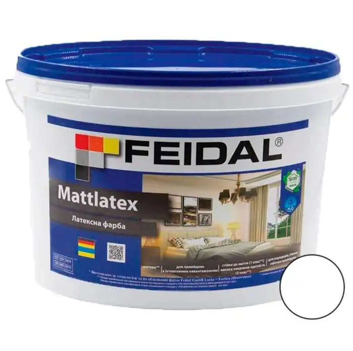 Краска интерьерная латексная Feidal Mattlatex, 2,5 л, матовая, белый купить недорого в Украине, фото 1
