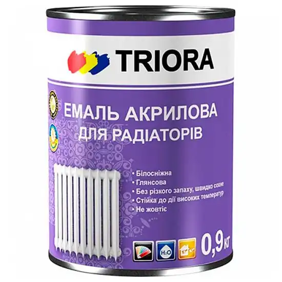 Емаль акрилова радіаторна універсальна Triora, 0,9 кг, глянцевий білий купити недорого в Україні, фото 1