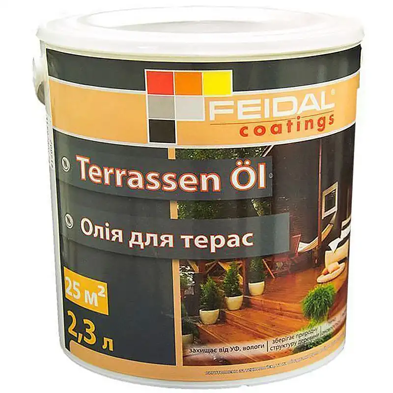 Олія для дерева Feidal Terrasen Ol, 2,3 л купити недорого в Україні, фото 35061