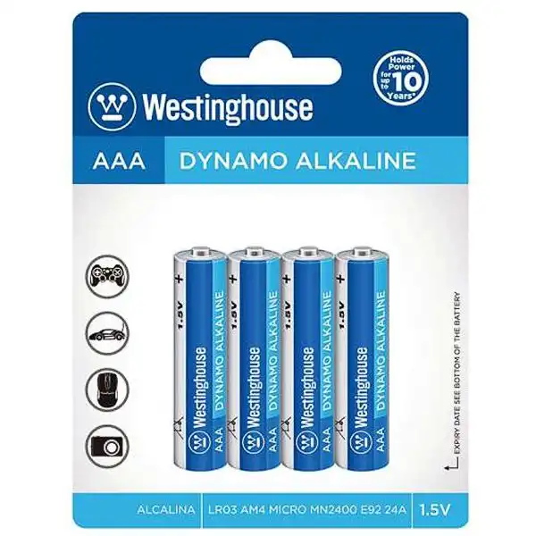 Батарейки Westinghouse Dynamo Alkaline AAA/LR03, 4 шт., LR03-BP4 купити недорого в Україні, фото 1