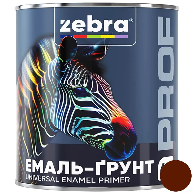 Емаль-ґрунт Zebra PROF 1187 087P, 2,5 кг, червоно-коричневий купити недорого в Україні, фото 1