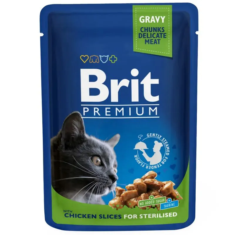 Консервированный корм для стерилизованных кошек Brit Premium Курица, 100 г, 100275 купить недорого в Украине, фото 1