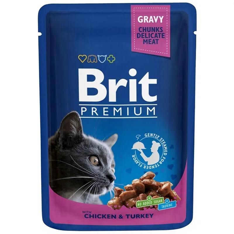 Консервированный корм для кошек Brit Premium Курица и индейка, 100 г, 100273 купить недорого в Украине, фото 1