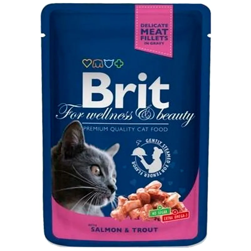 Консервированный корм для кошек Brit Premium Треска, лосось и форель, 100 г, 100271 купить недорого в Украине, фото 1