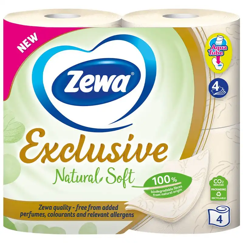 Папір туалетний Zewa Exclusive Natural Soft, 4 шт купити недорого в Україні, фото 1