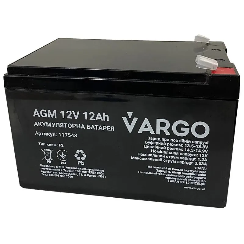 Аккумуляторная батарея Vargo, AGM, 117543 купить недорого в Украине, фото 1