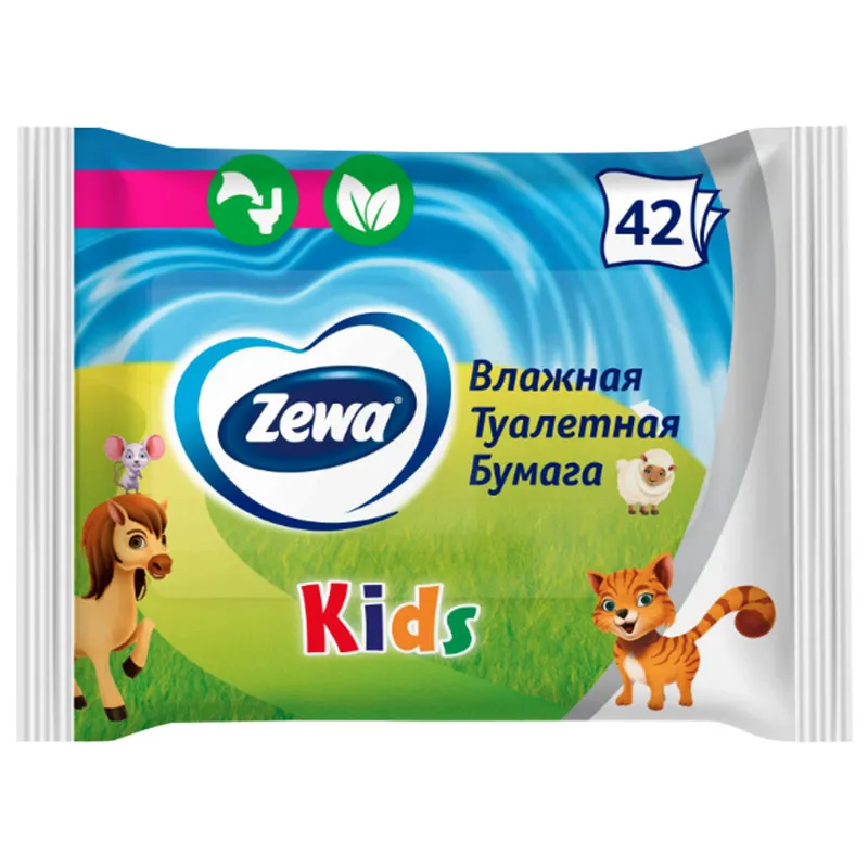Влажная туалетная бумага Zewa Kids, 40 шт купить недорого в Украине, фото 1