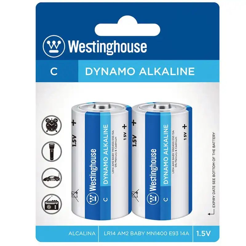 Батарейки Westinghouse Dynamo Alkaline C/LR14, 2 шт., LR14-BP2 купити недорого в Україні, фото 1