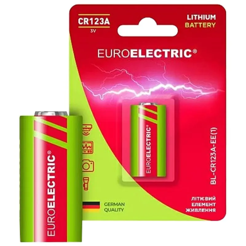 Батарейка Euroelectric CR123A, 3 V, 1 шт, BL-CR123A-EE(1) купити недорого в Україні, фото 1