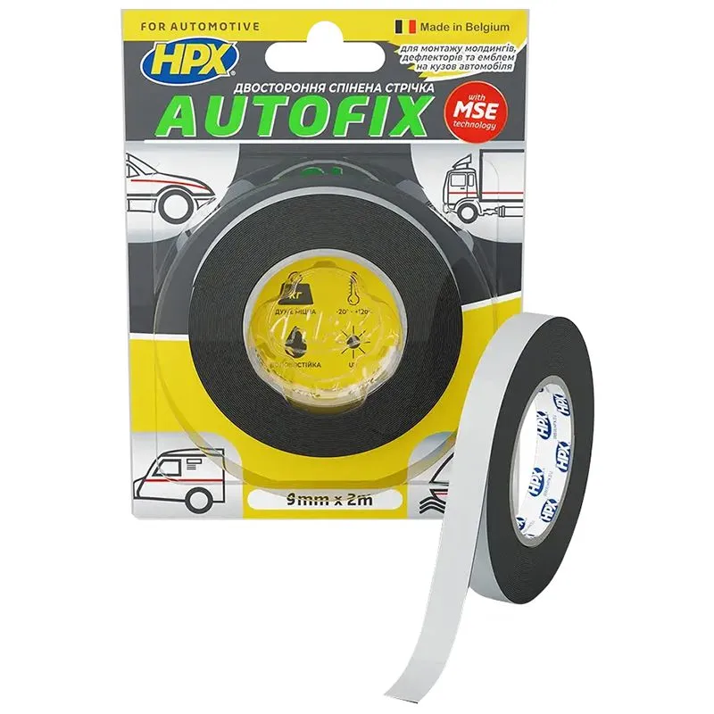 Стрічка автомобільна HPX Autofix MSE HPX2400, 9 мм х 2 м, чорний, DSA0902 купити недорого в Україні, фото 1