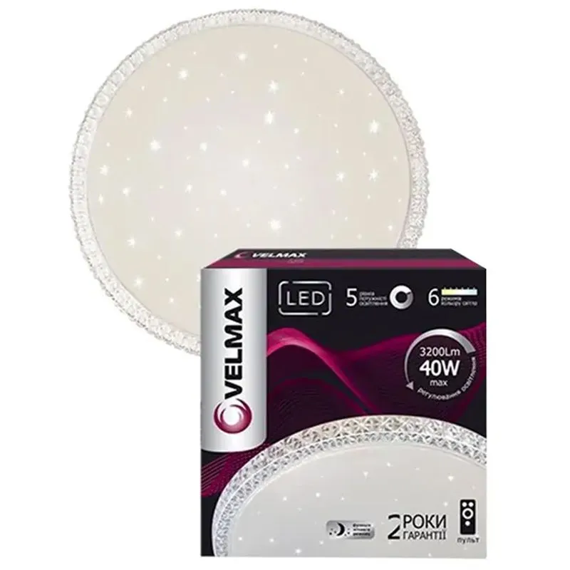 Світильник світлодіодний Velmax V-CL-Crystal, 40 Вт, 3000-6500K, 3200 Lm, пульт ДК, 23-42-55 купити недорого в Україні, фото 1