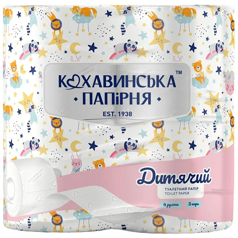 Туалетний папір Кохавинка Дитячий, 4 шт, 4820032450965 купити недорого в Україні, фото 1