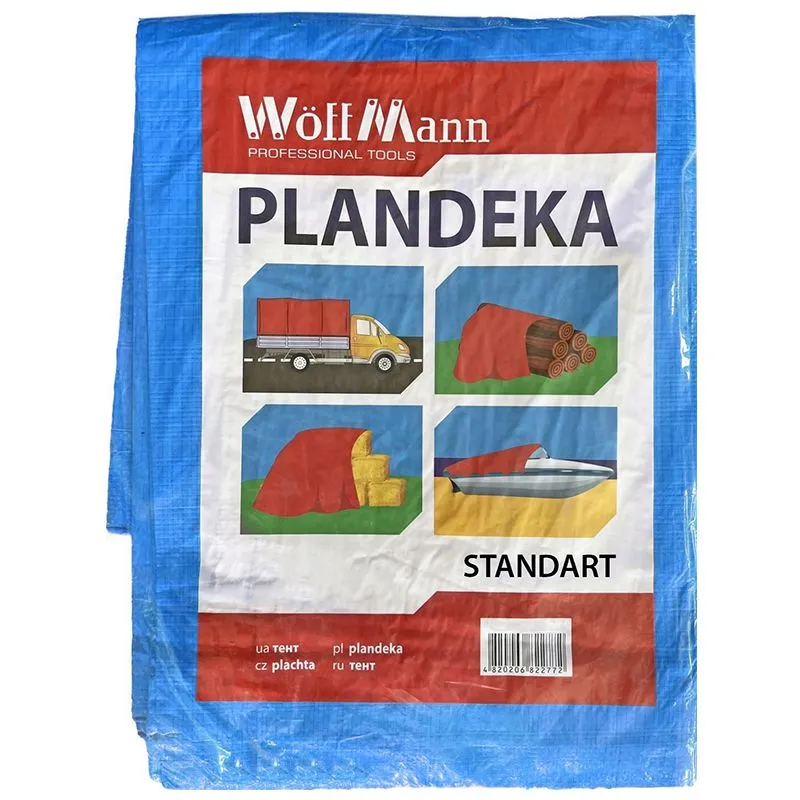 Тент WoffMann Standart, 4х8 м, 45 г/кв.м, синий, 111148 купить недорого в Украине, фото 1