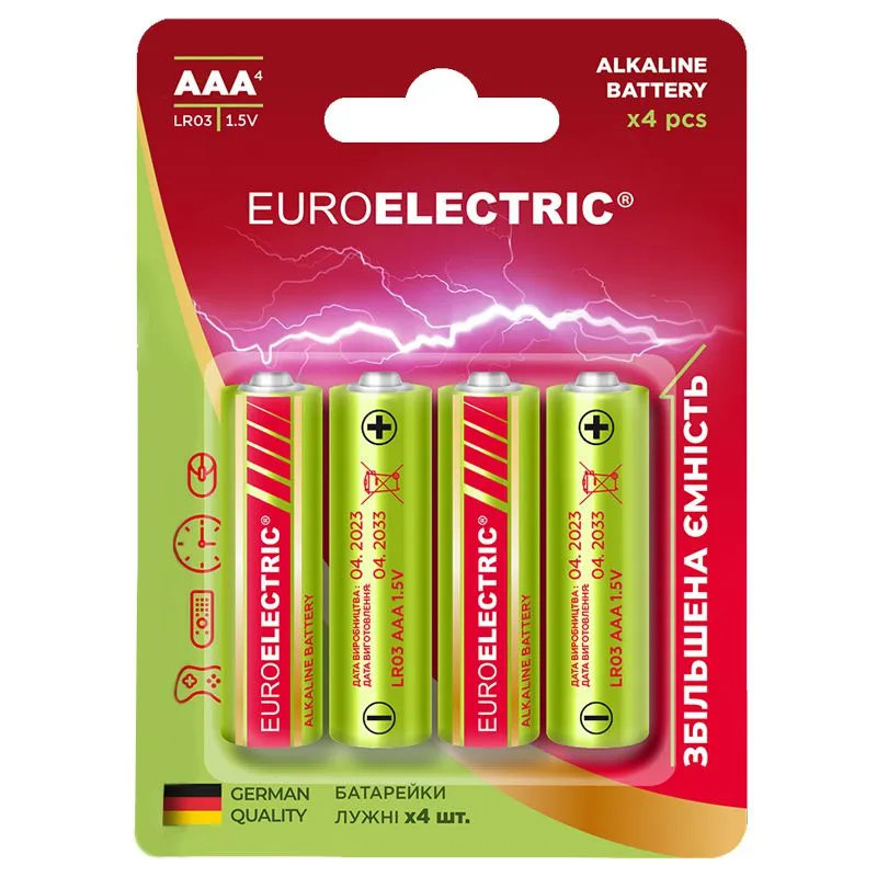 Батарейка Euroelectric AAA LR03, 4 шт, BL-AAA-EE(4)PE купити недорого в Україні, фото 1