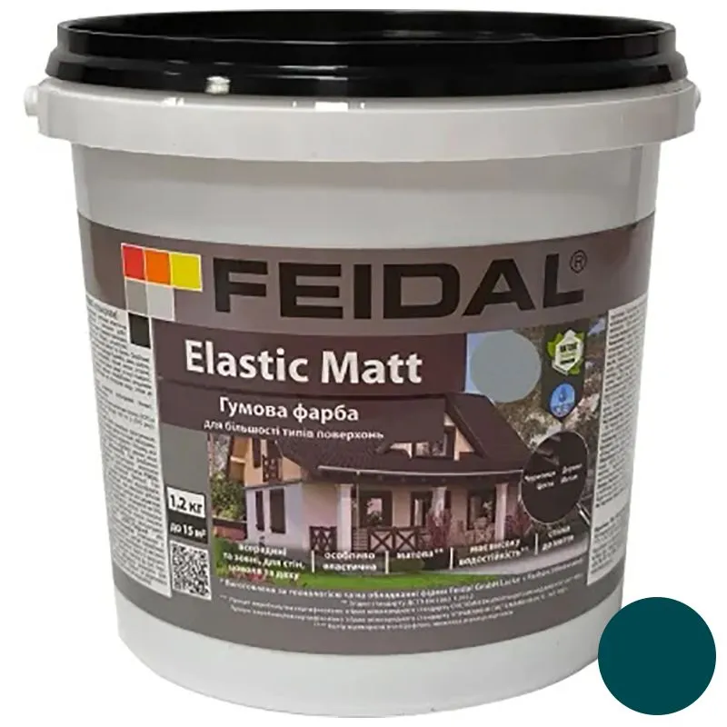 Резиновая краска Feidal Elastic Matt, Ral 6005, 1,2 кг купить недорого в Украине, фото 1