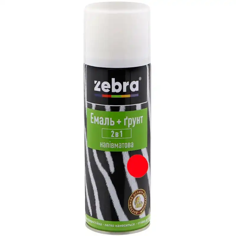 Емаль+ґрунт Zebra 75, 2-в-1, 0,4 л, напівматовий червоний купити недорого в Україні, фото 1