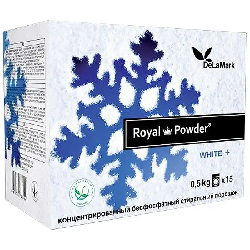 Порошок пральний безфосфатний De La Mark Royal Powder White, 0,5 кг, 50712171 купити недорого в Україні, фото 1