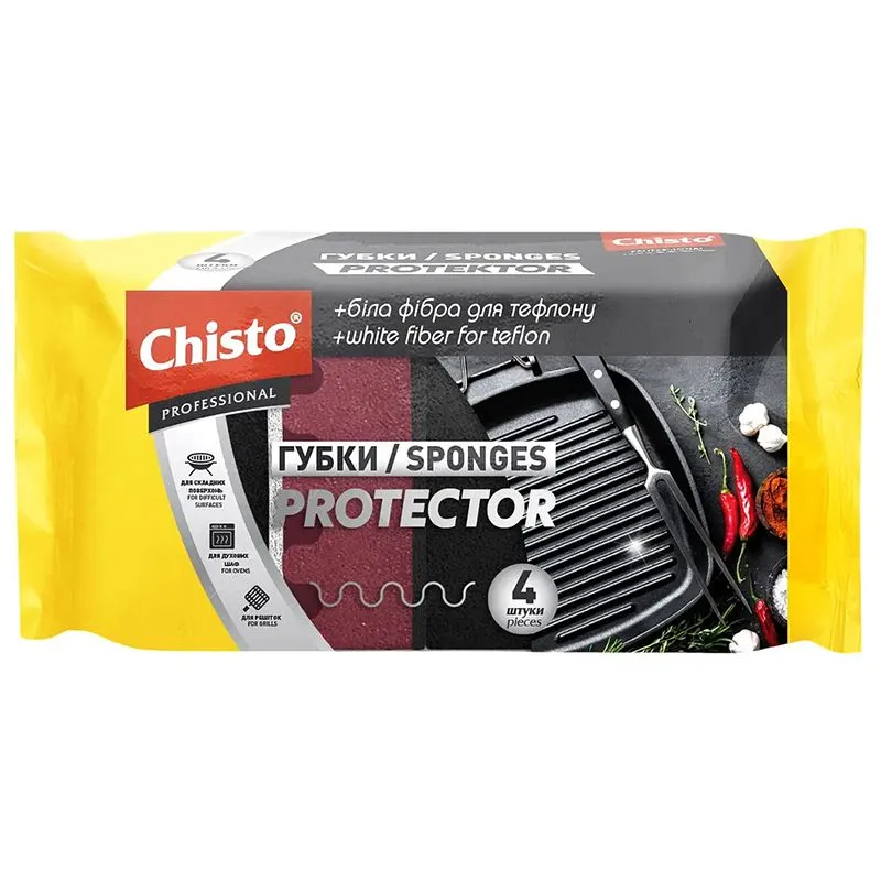 Губка кухонна Chisto Protector, 4 шт, CGP4.773 купити недорого в Україні, фото 1