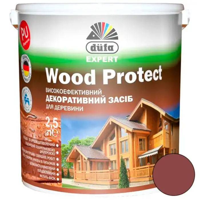 Лазур Dufa DE Wood Protect, 2,5 л, каштан купити недорого в Україні, фото 1