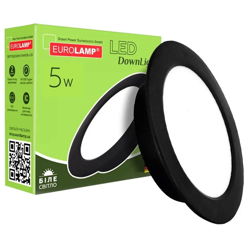 Світильник Eurolamp Downlight, 5 Вт, 4000 K, чорний, LED-DLR-5/4(new)(black) купити недорого в Україні, фото 2