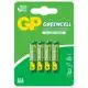Батарейка GP Batteries Greencell, 1.5V, сольова, 24G-U4 R03, 4шт., фото 1 Батарейка GP Batteries Greencell, 1.5V, сольова, 24G-U4 R03, 4шт. купити недорого в Україні, фото 1