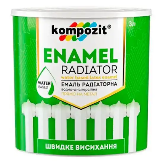Емаль акрилова радіаторна Kompozit, 3 л, шовковисто-матовий білий купити недорого в Україні, фото 1