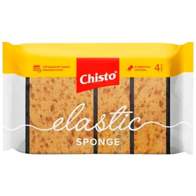 Губка кухонна Chisto Elastic sponge, 4 шт, GK.014ES4 купити недорого в Україні, фото 1
