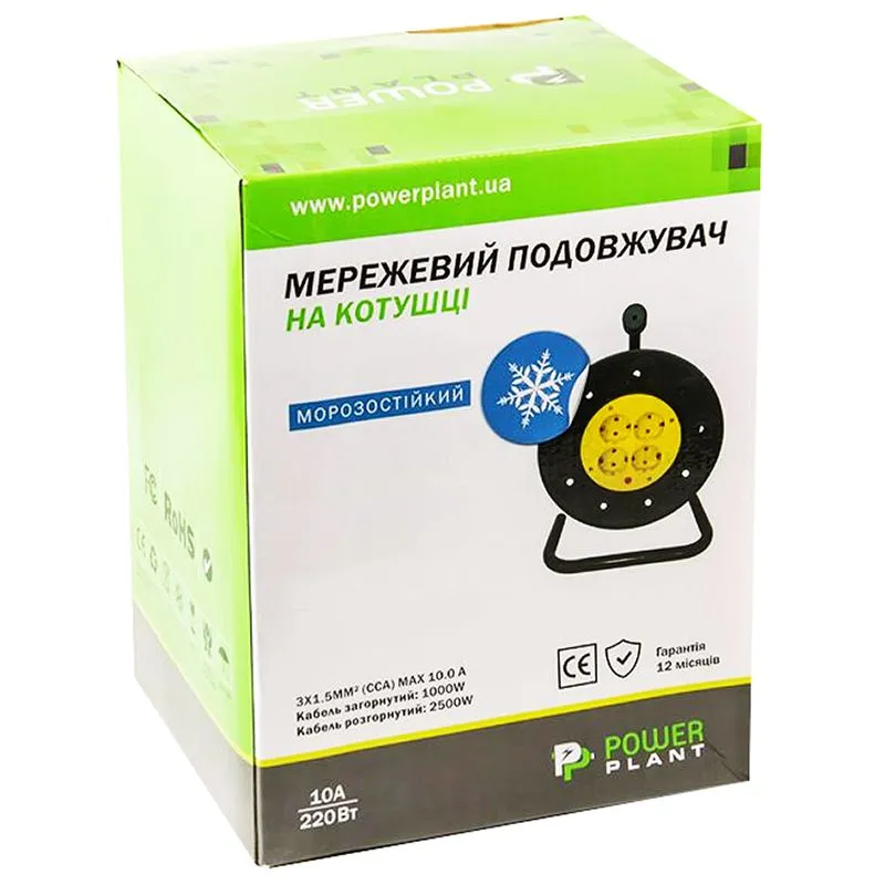 Подовжувач на котушці PowerPlant JY-2002/40, 4 гнізда, 40 м, PPRA10M40S4L купити недорого в Україні, фото 1