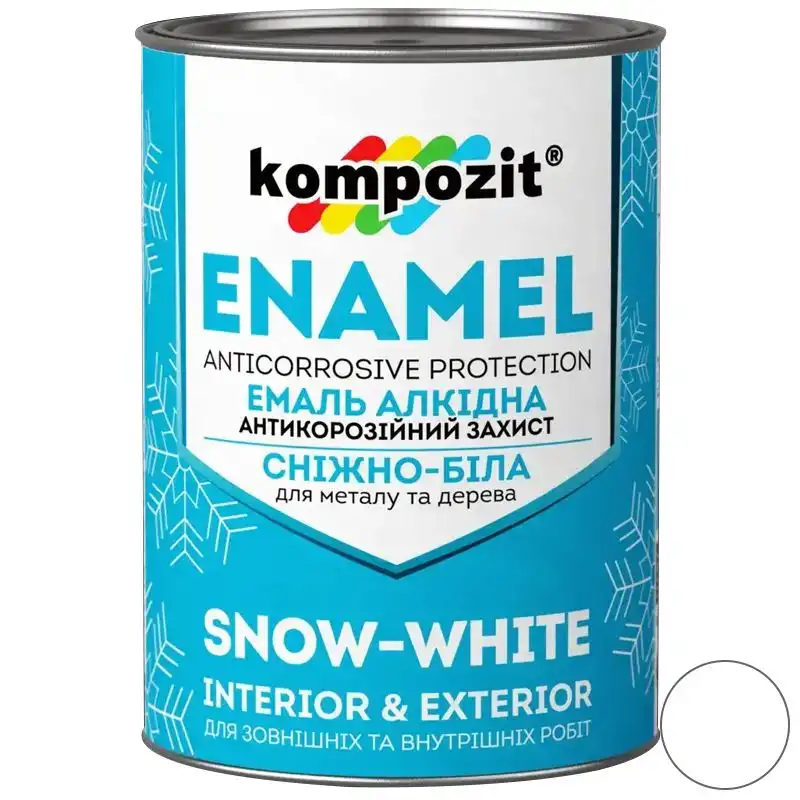 Емаль алкідна Kompozit, 0,9 кг, матовий сніжно-білий купити недорого в Україні, фото 1