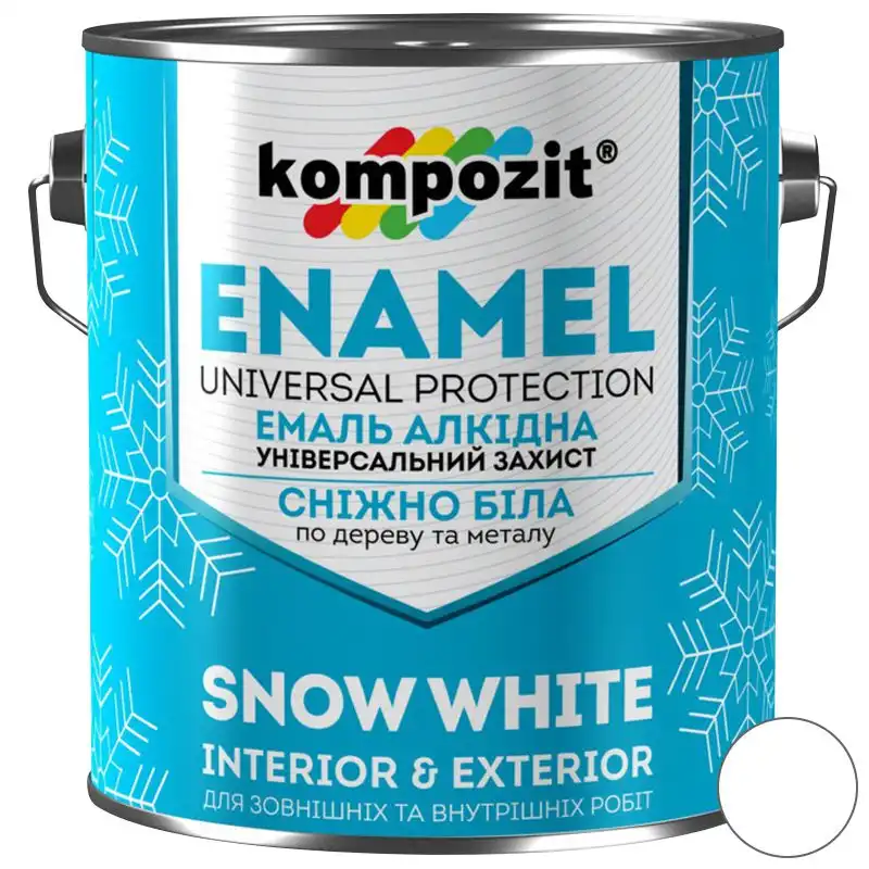 Емаль алкідна Kompozit, 2,8 кг, матовий сніжно-білий купити недорого в Україні, фото 1