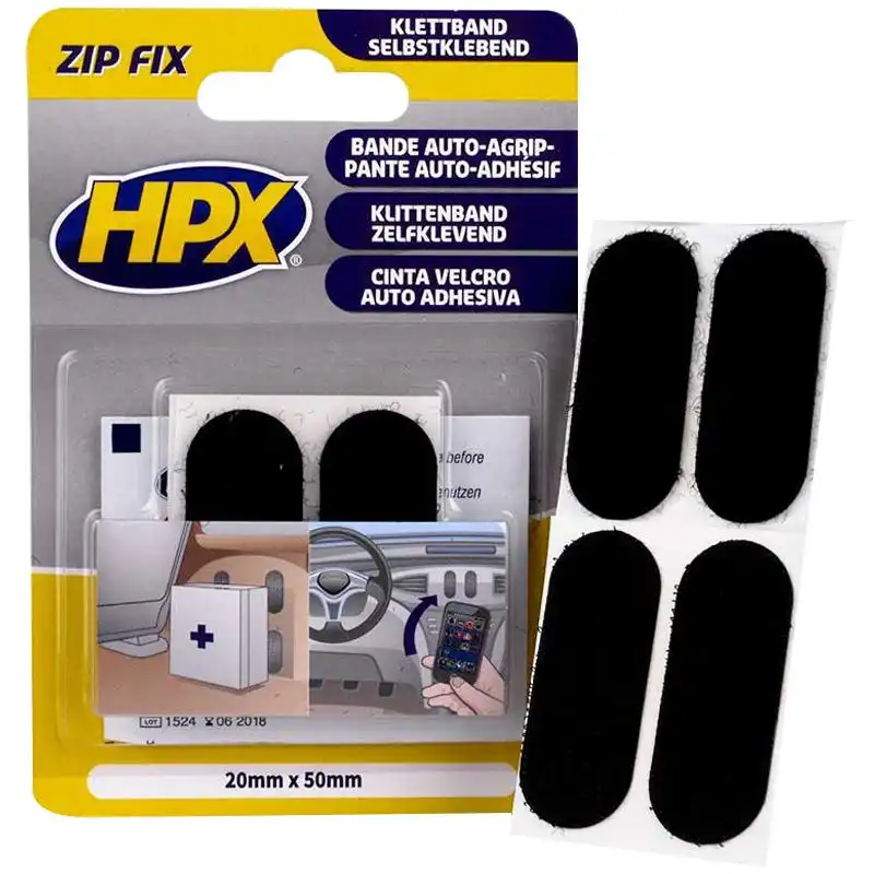 Лента-застежка HPX Zip Fix, 25 мм х 50 мм, 4 шт., черный, ZF1000 купить недорого в Украине, фото 1