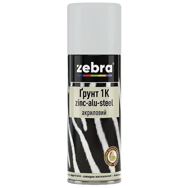 Ґрунт акриловий Zebra 1K zinc-alu-steel, світло-сірий, 400 мл купити недорого в Україні, фото 1